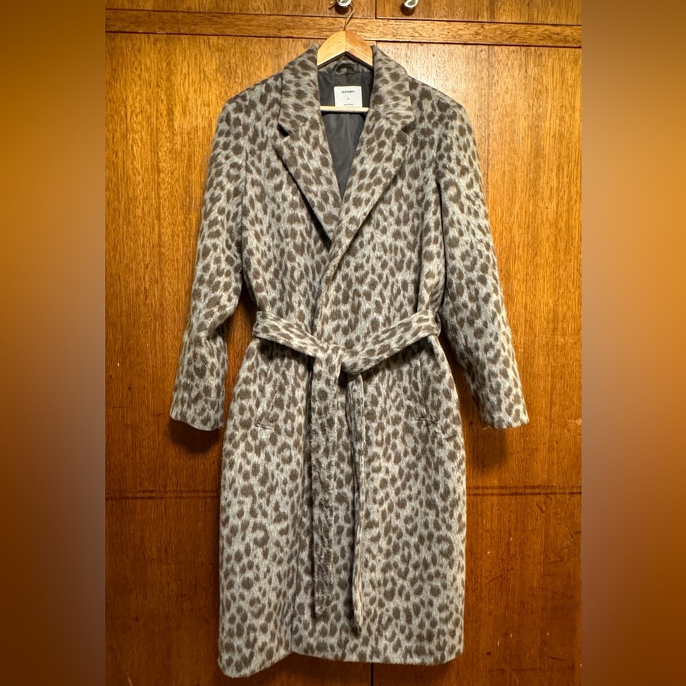 Chic brushed animal print belt tie coat robe can’t believe it’s Old Navy XL